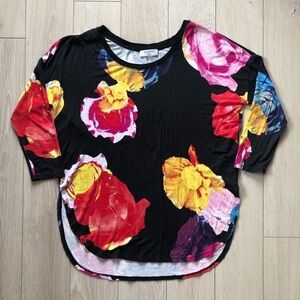 Aritzia Babaton Floral Print Top in Black Size XS